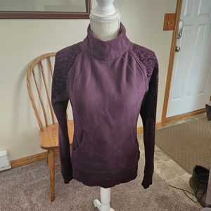 Lululemon Turtleneck Sweatshirt with Floral Flock Sleeve Details